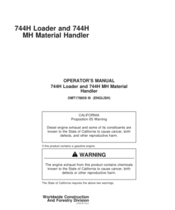 John Deere 744H, 744HMH Loaders Operator's Manuals (OMT178859)
