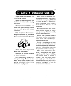 Alternative view of John Deere Tractor Model 420 Tricycle Operator's Manual (OMT181155)