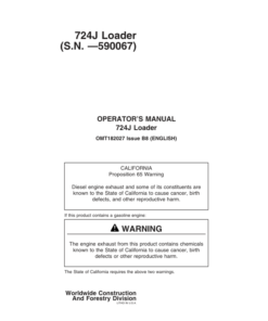 John Deere 724J Loaders Operator's Manuals (OMT182027)