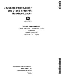 John Deere 310SE, 315SE Backhoes Operator's Manuals (OMT184377)
