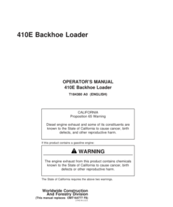 John Deere 410E Backhoes Operator's Manuals (OMT184380)