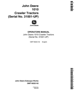 John Deere 1010 Crawlers Operator's Manuals (OMT18525)