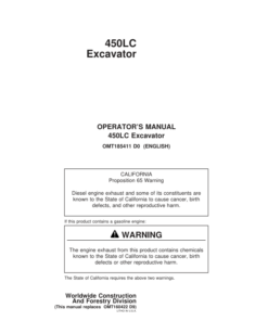John Deere 450LC Excavators Operator's Manuals (OMT185411)