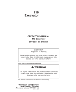 John Deere 110 Excavators Operator's Manuals (OMT185531)