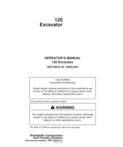 John Deere 120 Excavators Operator's Manuals (OMT185534)