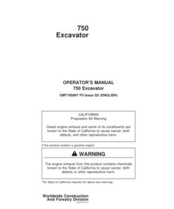 John Deere 750 Excavators Operator's Manuals (OMT185897)