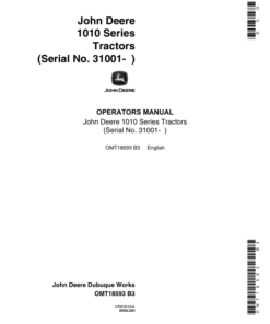 John Deere 1010 Tractors Operator's Manuals (OMT18593)