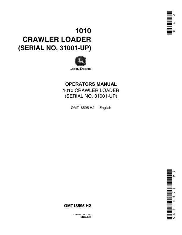 John Deere 1010 Crawler Loader (031001-) Operator's Manual (OMT18595)