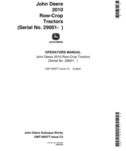 John Deere 2010 Tractors Operator's Manuals (OMT18597T)
