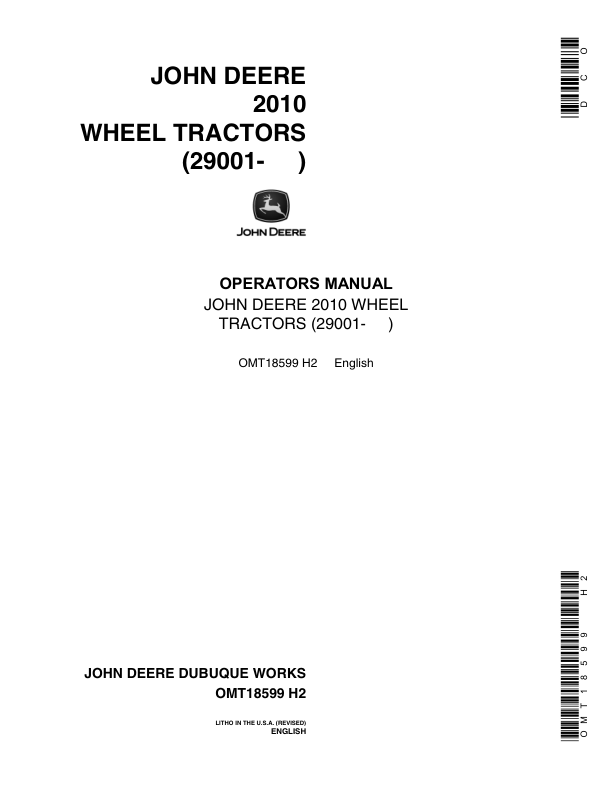 John Deere 2010 Tractors Operator's Manuals (OMT18599)
