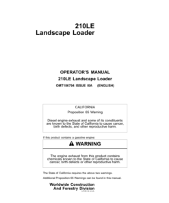 John Deere 210LE Landscape Loaders Operator's Manuals (OMT186794)