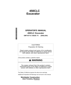 John Deere 450CLC Excavators Operator's Manuals (OMT187112)