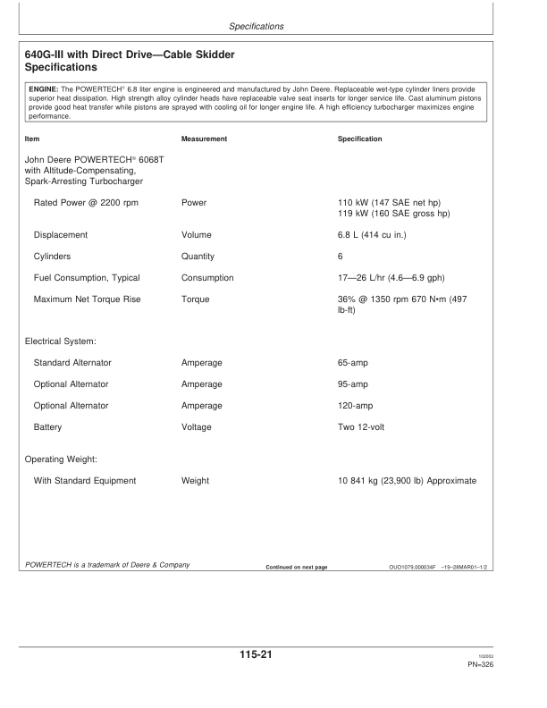 John Deere 540GIII, 640GIII, 548GIII, 648GIII, 748GIII Skidders Operator's Manuals (OMT187598) - Image 4