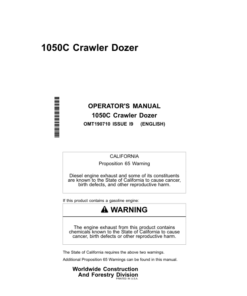 John Deere 1050C Crawler Dozers Operator's Manuals (OMT190710)