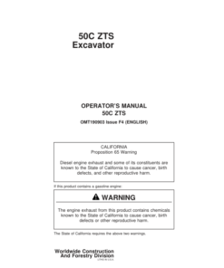 John Deere 50CZTS Excavators Operator's Manuals (OMT190903)