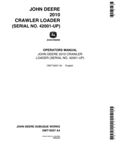 John Deere 2010 Crawlers Operator's Manuals (OMT19257)
