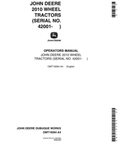 John Deere 2010 Wheel Tractors (042001-) Operator's Manual (OMT19264)