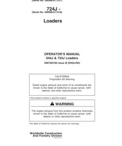 John Deere 644J, 724J Loaders Operator's Manuals (OMT200782)