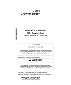 John Deere 700H Crawler Dozers Operator's Manuals (OMT201705)