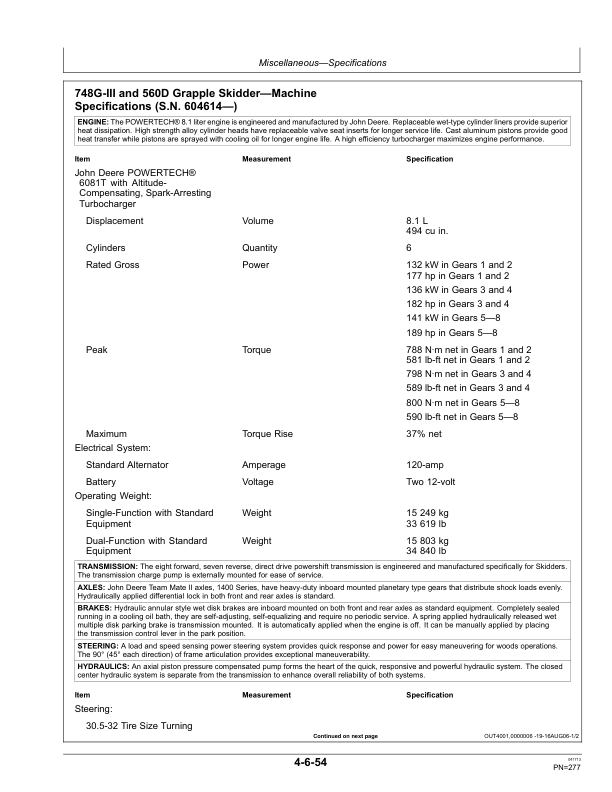 John Deere 540GIII, 548GIII, 640GIII, 648GIII, 748GIII, 360D, 460D, 560D Skidders Operator's Manuals (OMT206226) - Image 2