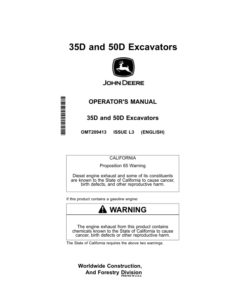 John Deere 35D, 50D Excavators Operator's Manuals (OMT209413)