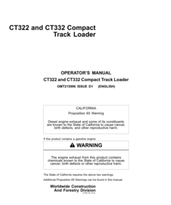 John Deere CT322, CT332 Skid Steers Operator's Manuals (OMT215996)