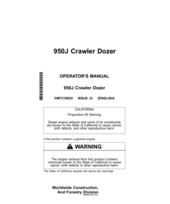 John Deere 950J Crawler Dozers Operator's Manuals (OMT218824)