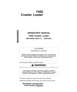 John Deere 755D Crawler Loaders Operator's Manuals (OMT226586)