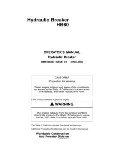 John Deere HB60, HB85 Hydraulic Breakers Operator's Manuals (OMT226807)