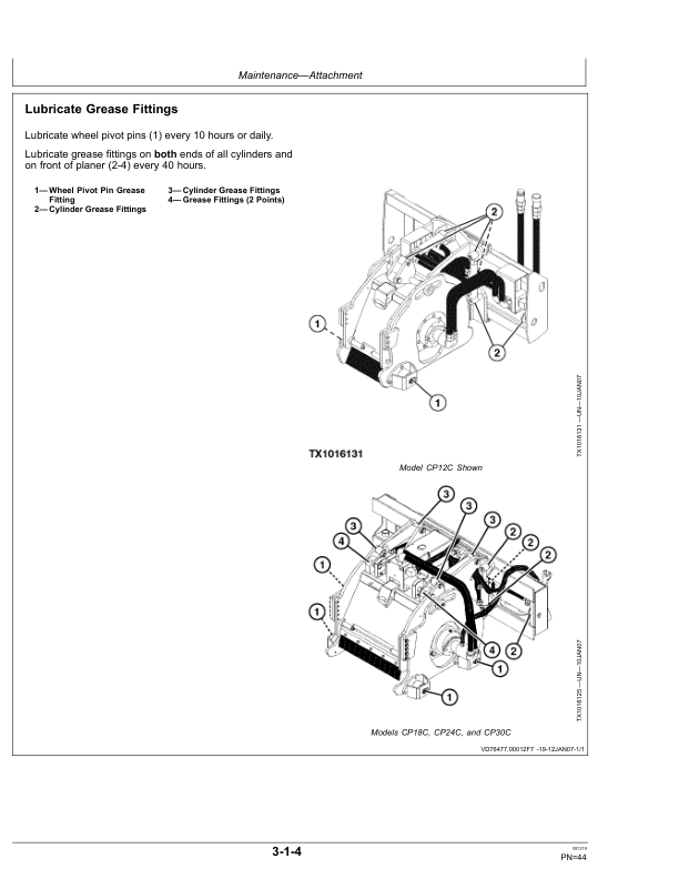 John Deere CP12C, CP18C, CP24C, CP30C Worksite Pro Attachments Operator's Manuals (OMT229749) - Image 2