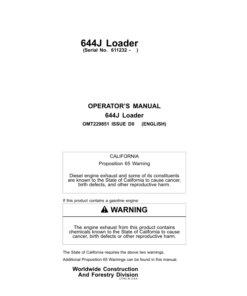 John Deere 644J Loaders Operator's Manuals (OMT229851)