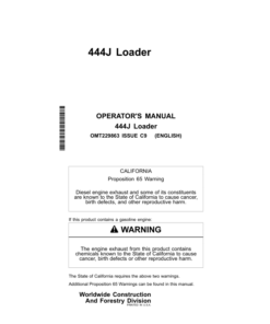 John Deere 444J Loaders Operator's Manuals (OMT229863)
