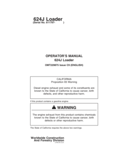 John Deere 624J Loaders Operator's Manuals (OMT229875)