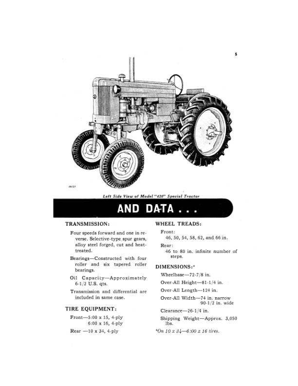 John Deere Tractor Model 420 Special Operator's Manual (OMT231255) - Image 2