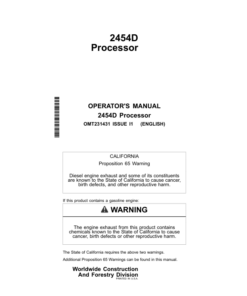 John Deere 2454D Processors Operator's Manuals (OMT231431)
