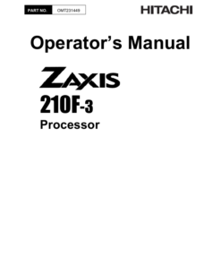 John Deere ZAXIS210F-3 Processors Operator's Manuals (OMT231449)