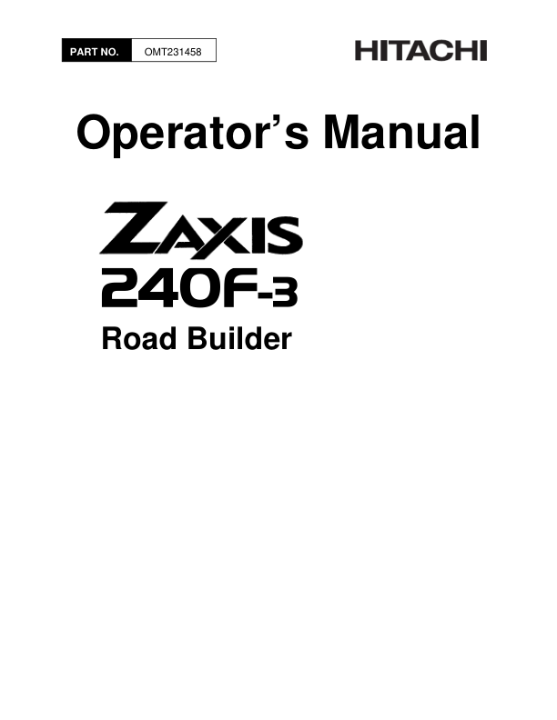 John Deere ZAXIS240F-3 Road Builders Operator's Manuals (OMT231458)