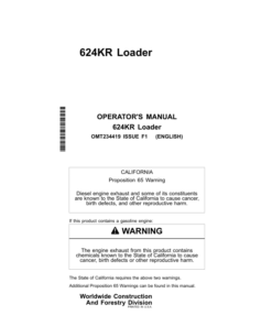 John Deere 624KR Loaders Operator's Manuals (OMT234419)