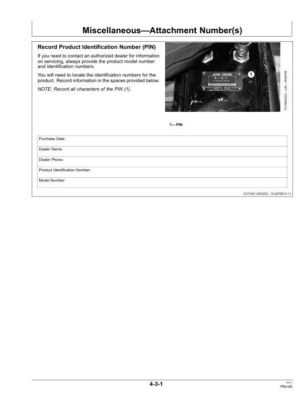 John Deere HH15, HH30, HH50, HH75 Worksite Pro Attachments Operator's Manuals (OMT235541) - Image 2