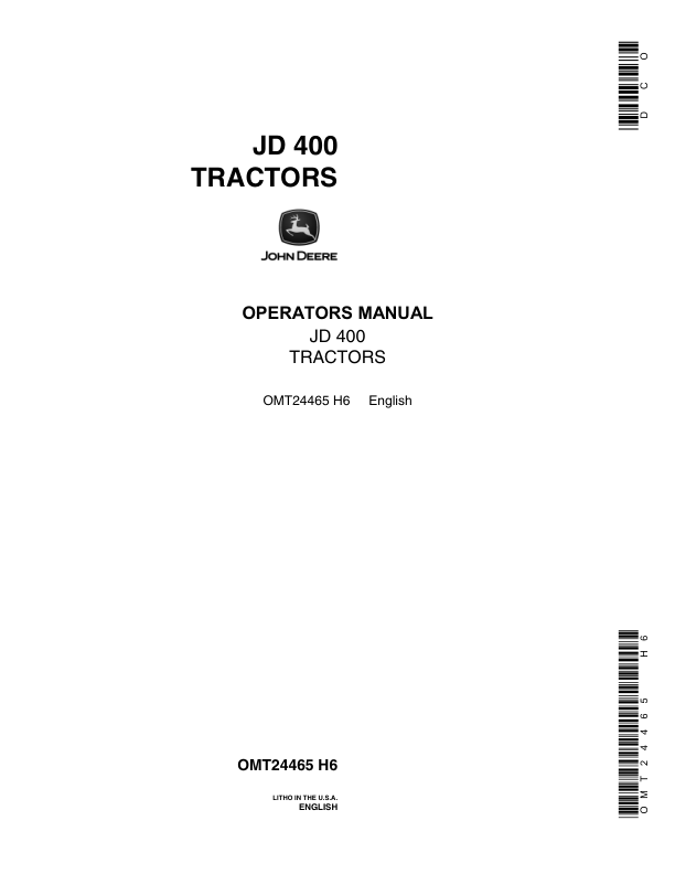 John Deere 400 Tractors Operator's Manuals (OMT24465)