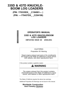 John Deere 335D, 437D Knuckleboom Loader Operator's Manuals (OMT247282)