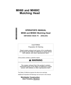 John Deere MH60, MH60C Worksite Pro Attachments Operator's Manuals (OMT250026)