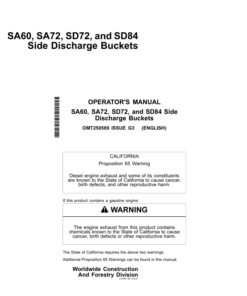 John Deere SA60, SA72, SD72, SD84 Attachments Operator's Manuals (OMT250589)