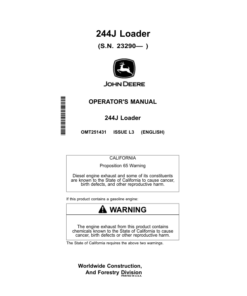 John Deere 244J Loaders Operator's Manuals (OMT251431)
