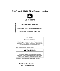 John Deere 318D, 320D Skid Steers Operator's Manuals (OMT253020)