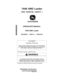 John Deere 744K Loaders Operator's Manuals (OMT260548)