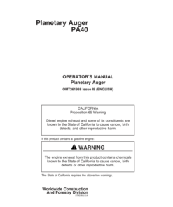 John Deere PA40 Worksite Pro Attachments Operator's Manuals (OMT261938)