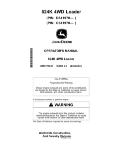 John Deere 824K Loaders Operator's Manuals (OMT275041)