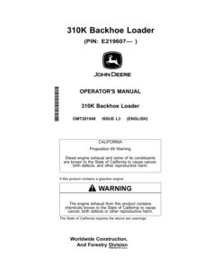 John Deere 310K Backhoe Loaders Operator's Manuals (OMT281948)