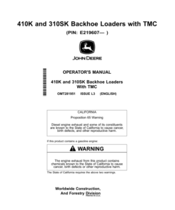 John Deere 310SK TMC, 410K TMC Backhoe Loaders Operator's Manuals (OMT281951)